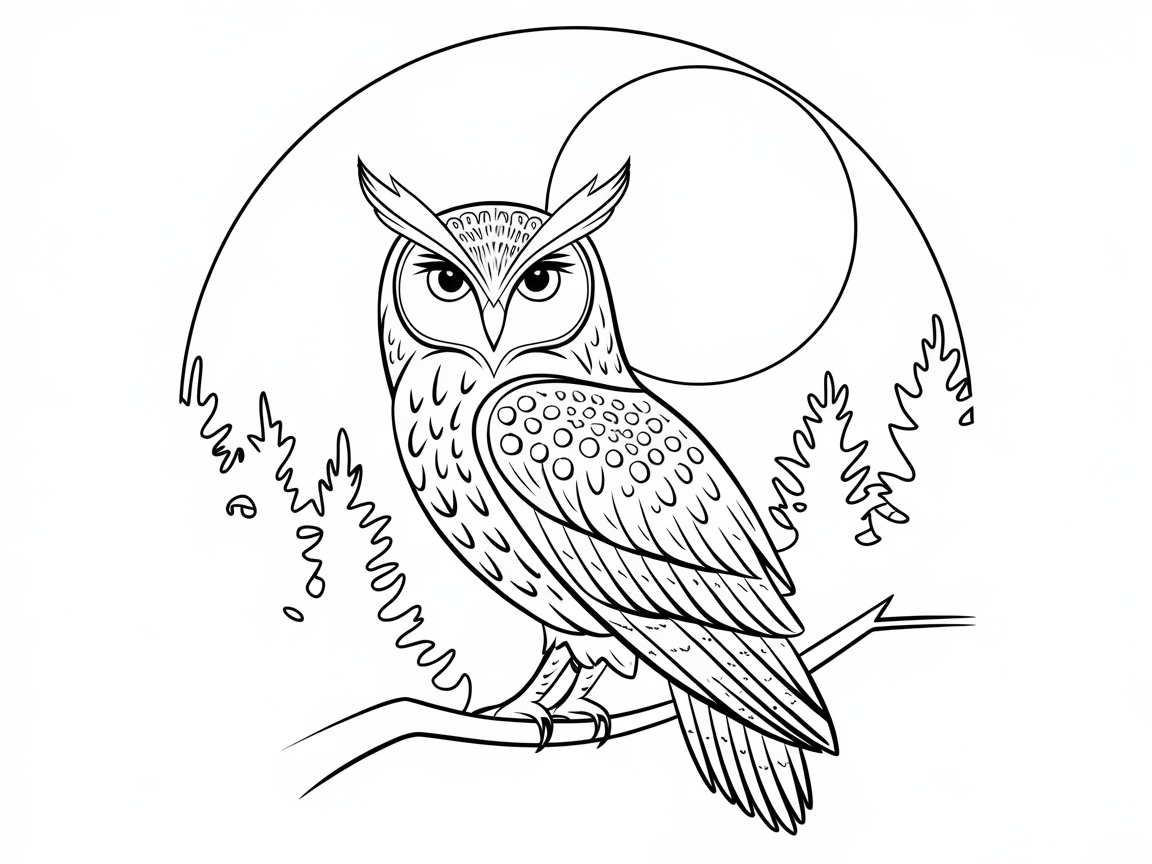 Moonlit Owl on a Nighttime Perch