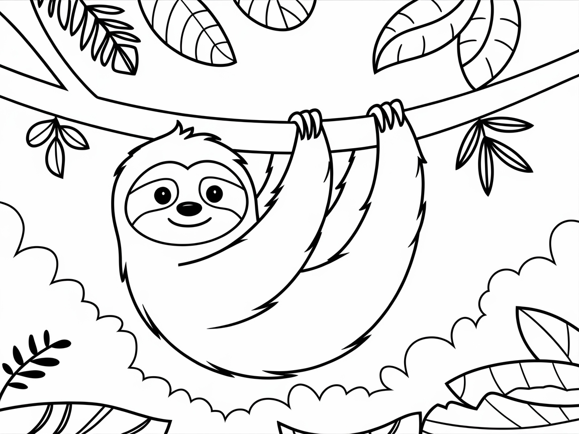 Charming Sloth Swinging Through the Jungle
