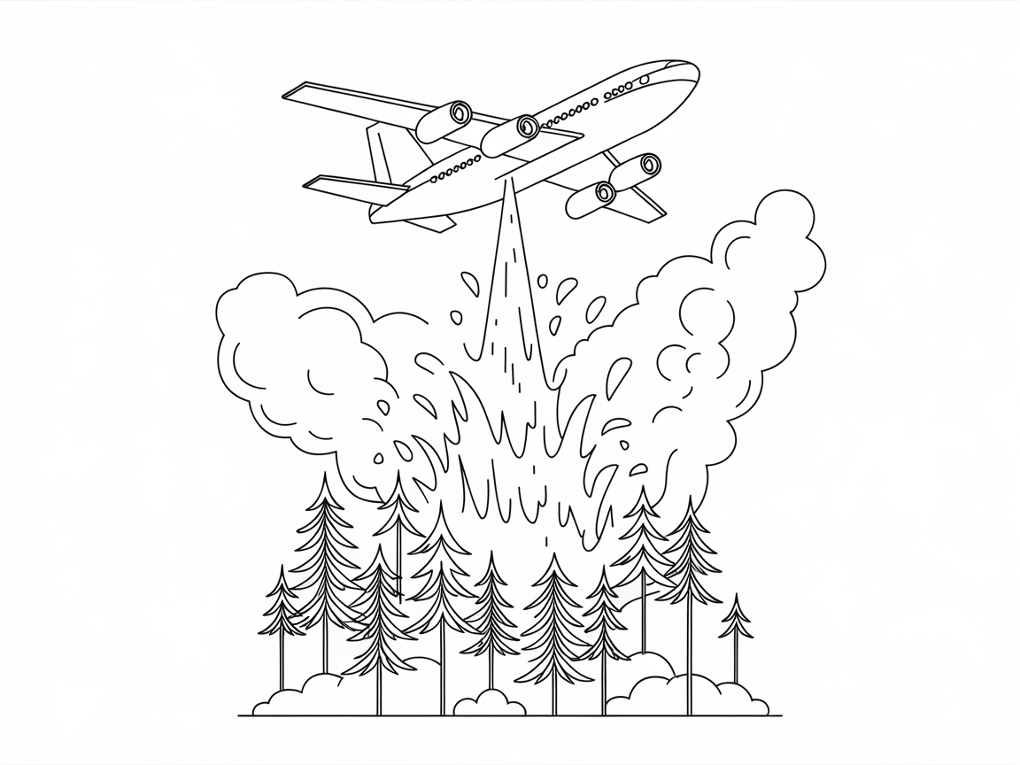 Dive Into Action with This Firefighting Airplane Coloring Page