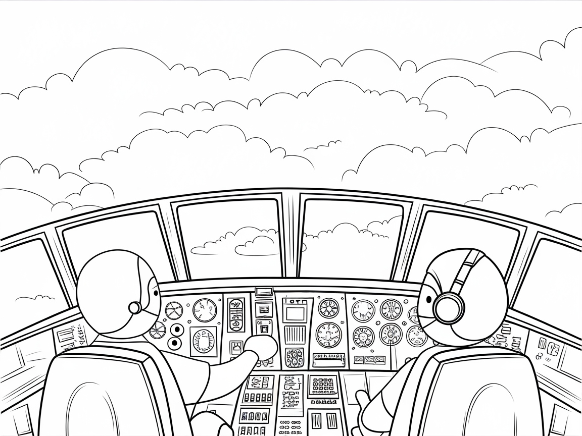 Take the Controls with This Airplane Cockpit Coloring Page