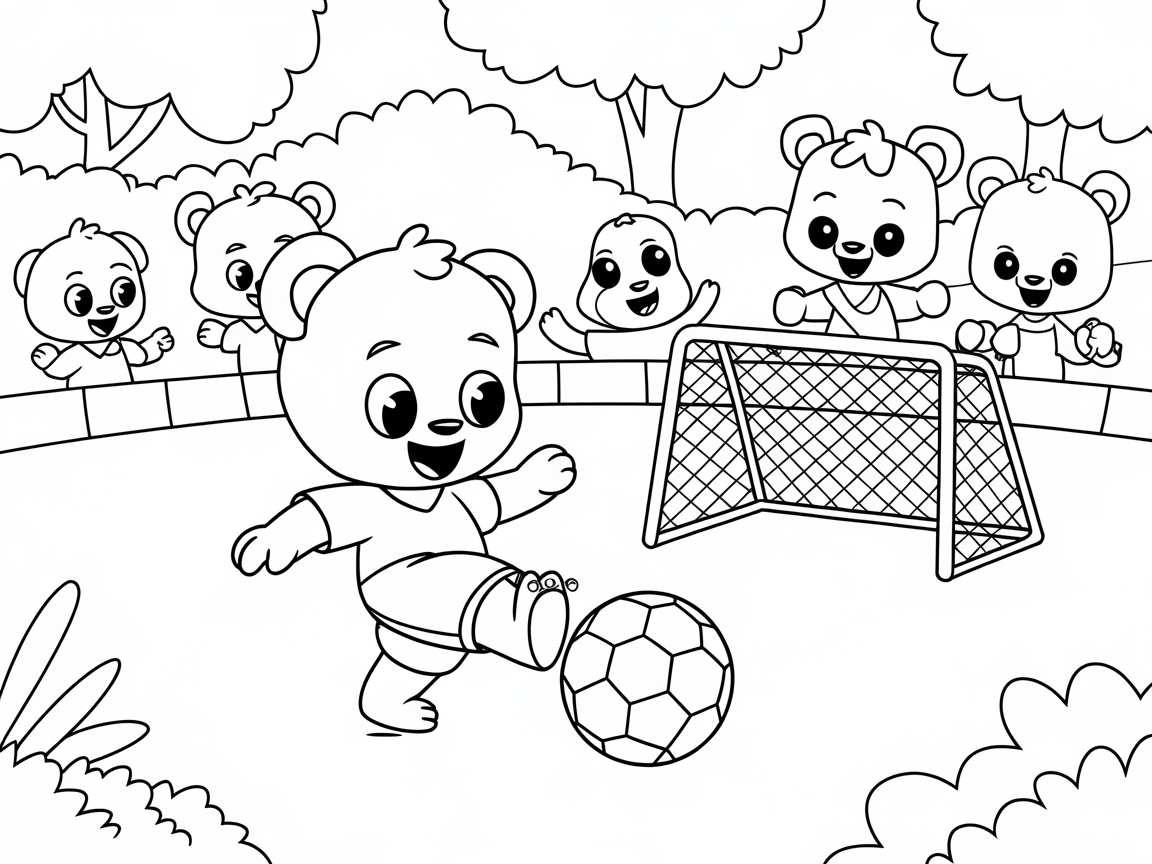 Score Big with This Soccer Bear Coloring Page