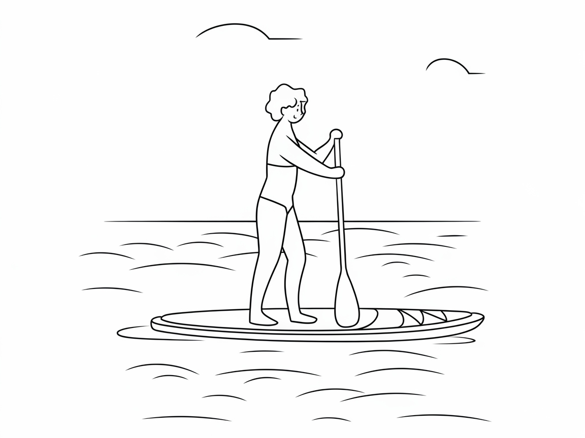 Paddle Your Way to Relaxation with This SUP Coloring Page