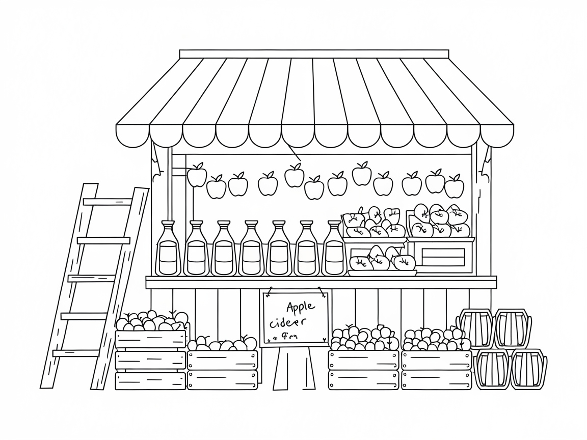 Market Stall Magic: Apple Cider Stand Scene