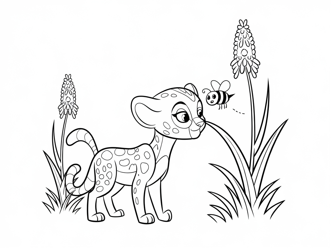 Curious Cheetah Cub with Bumblebee Delight
