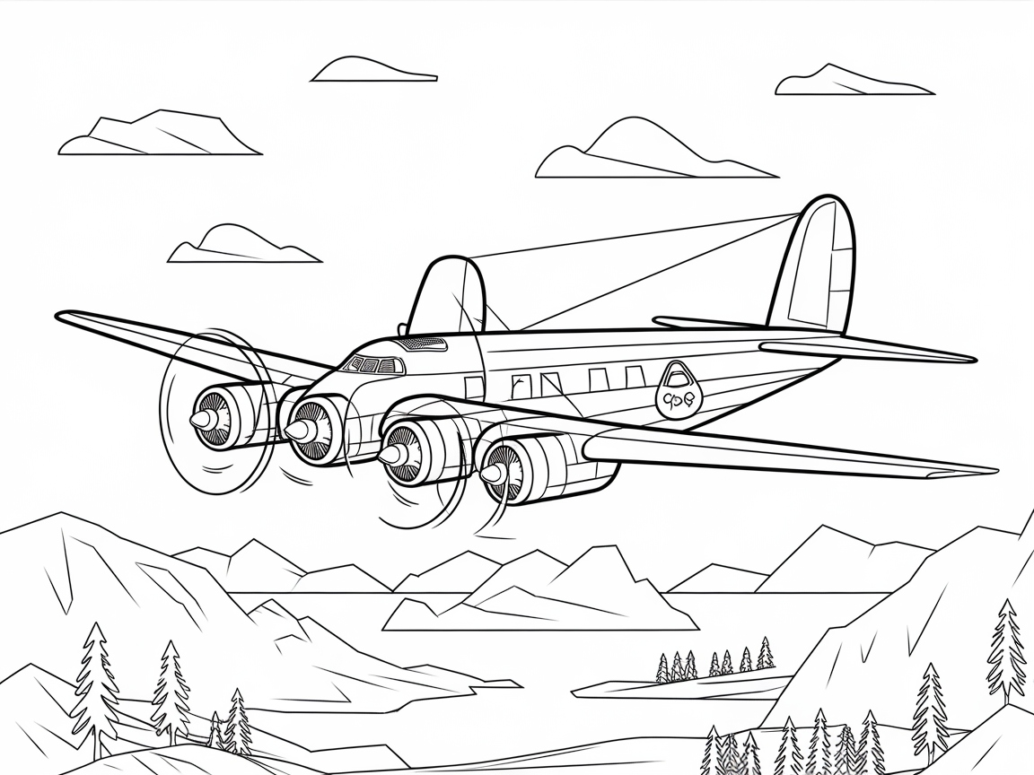 Explore the Skies with This Scenic Propeller Plane Coloring Page