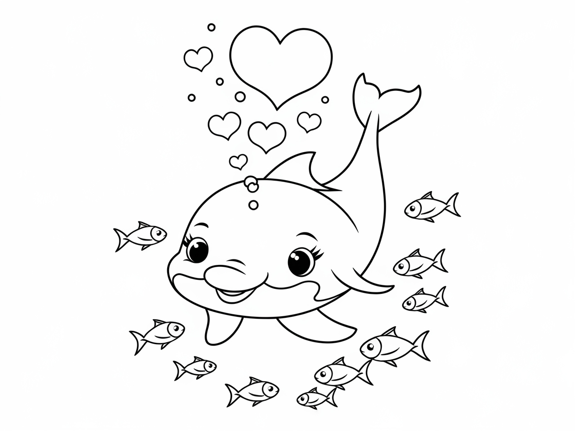 Spread the Love with This Cute Dolphin and Hearts Page