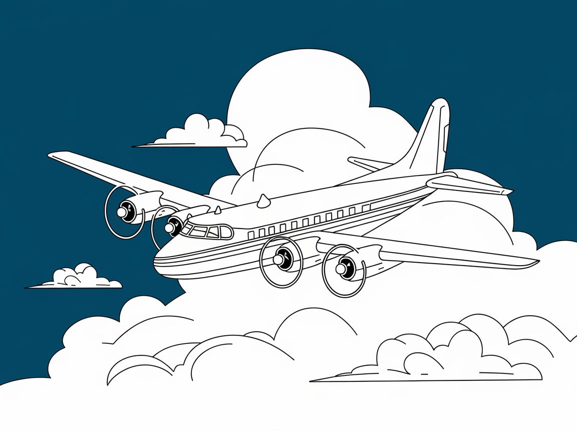 Cruise the Sky with This Vintage Airliner Coloring Page