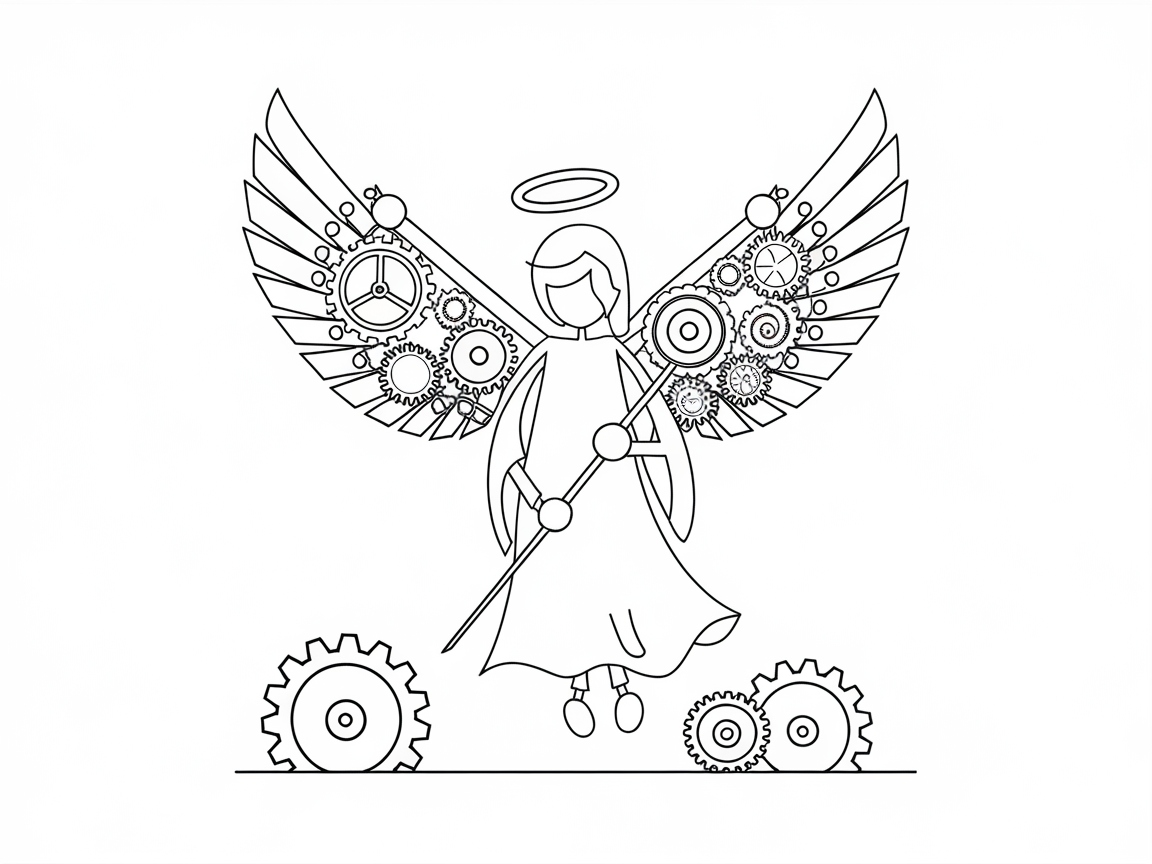 Steampunk Angel with Gears and Wings