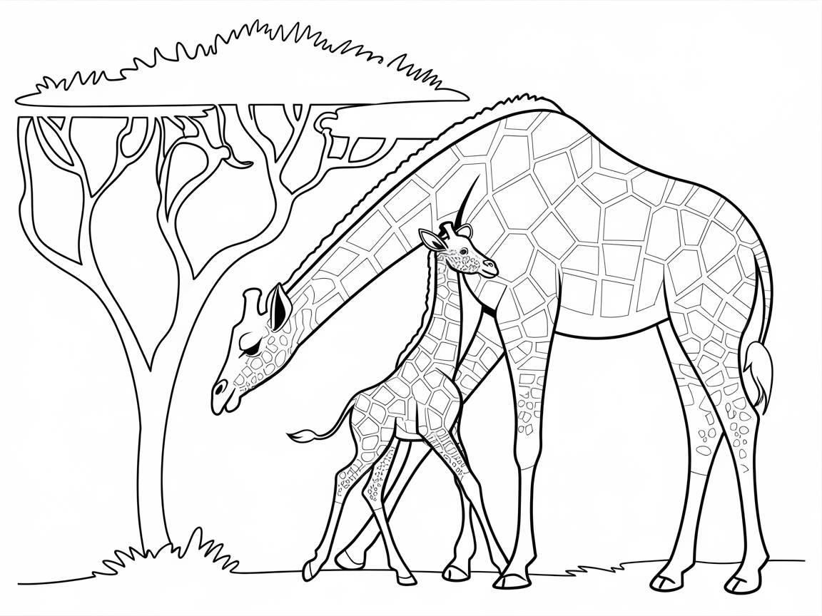 Gentle Giraffe Family Stroll
