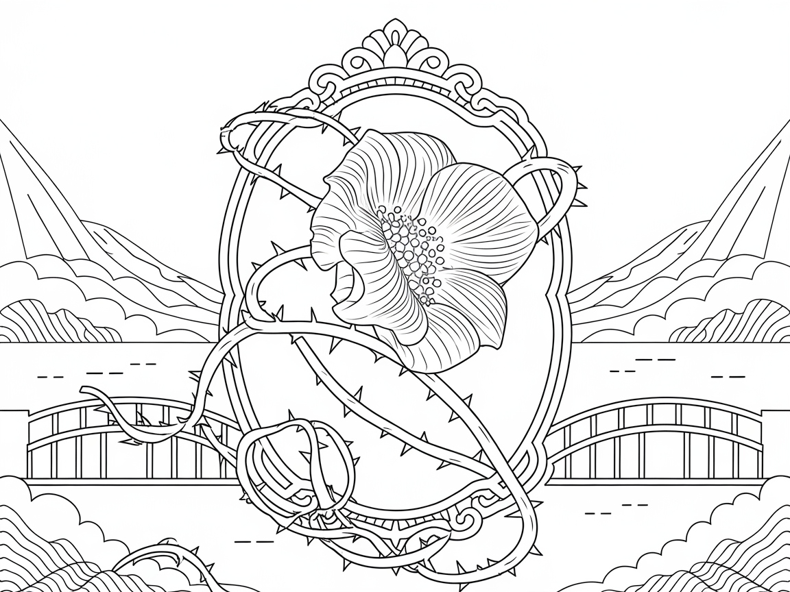 Intriguing Flora and Landscape Coloring Page