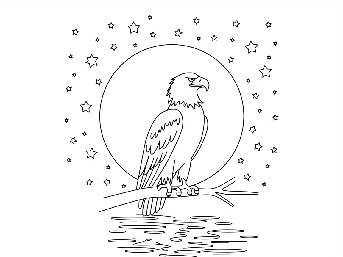 Bald Eagle Under a Starry Sky