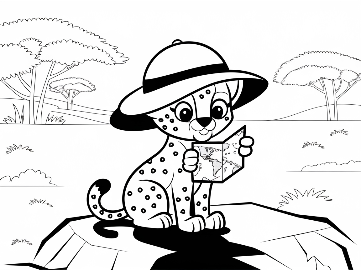 Safari Explorer Cheetah Cub With a Map