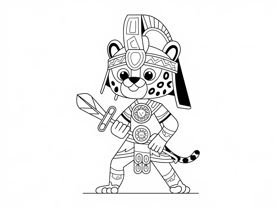Join the Jungle Quest with This Jaguar Warrior Page