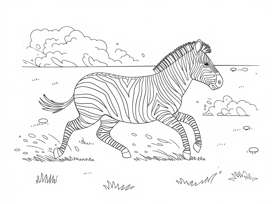Zebra Galloping Across the Savannah
