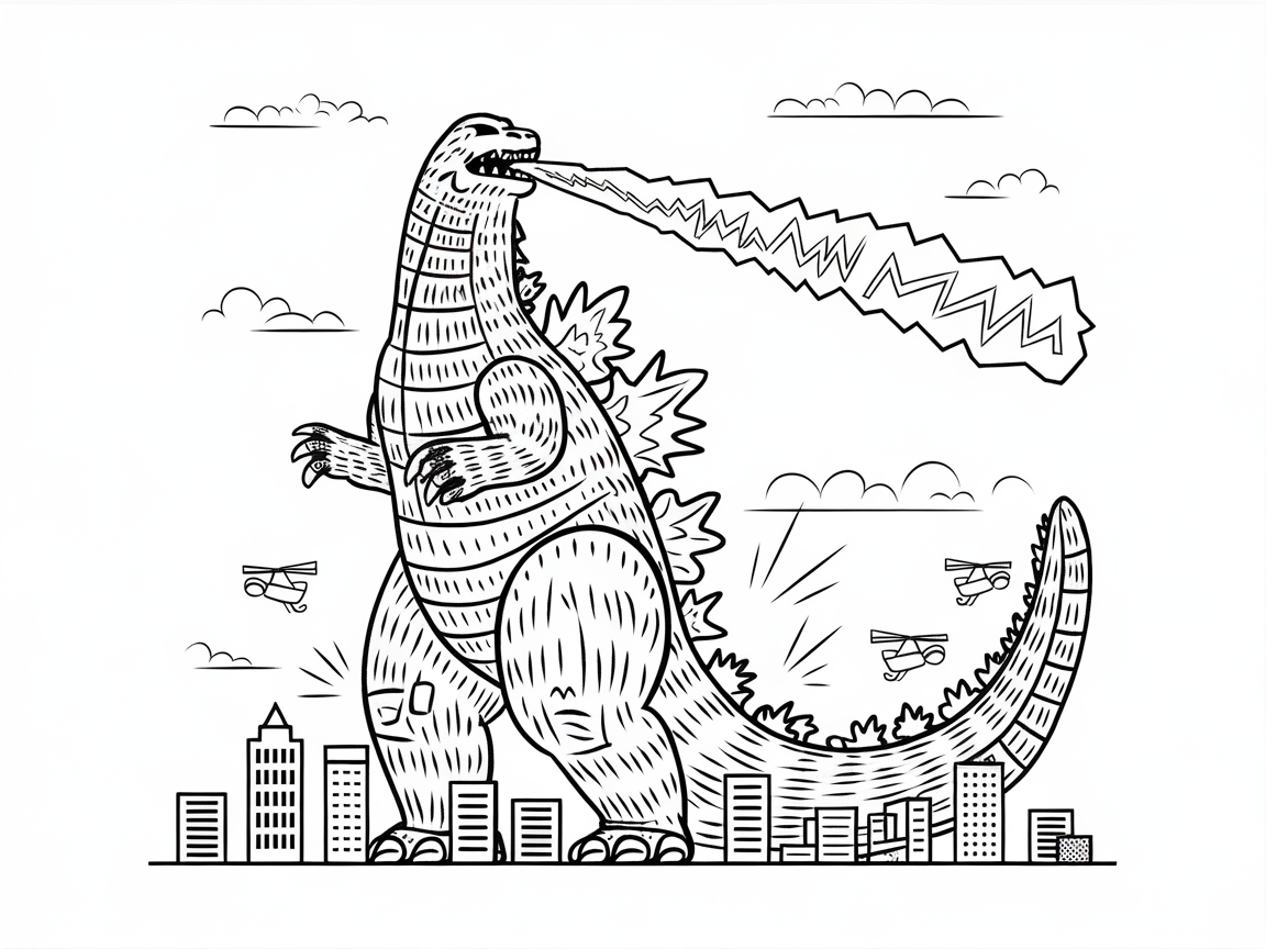Epic Monster Showdown Coloring Page