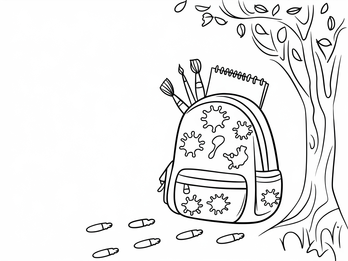 Get Creative with This Artsy Backpack Coloring Page