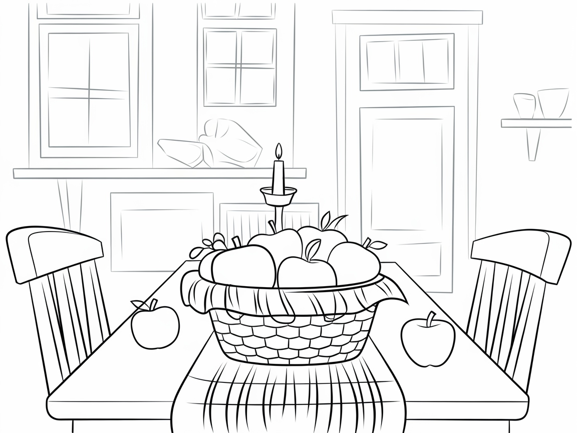 Color a Cozy Apple Table Setting for Autumn