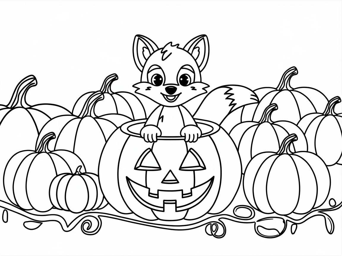 Halloween Fun with a Fox in a Pumpkin Patch