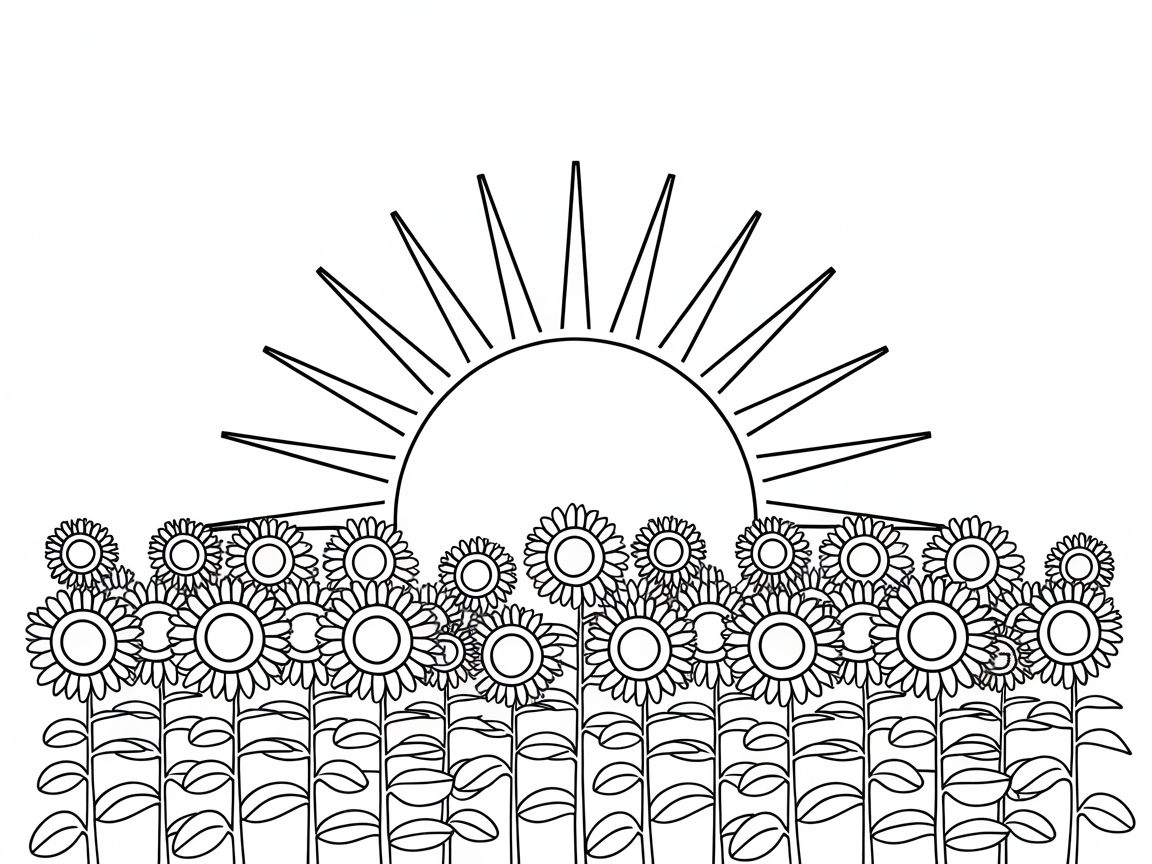 Vibrant Sunflower Field at Sunrise