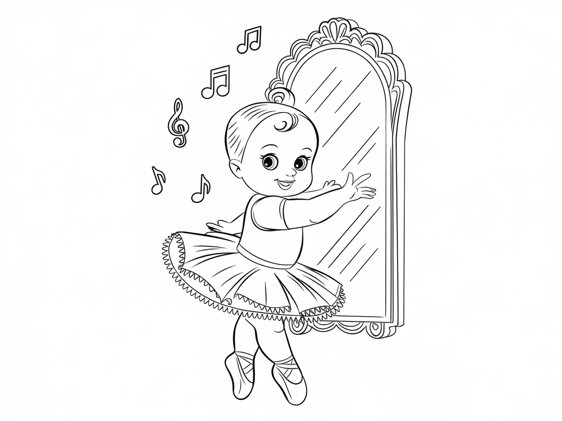 Twirl and Dance: Little Ballerina Baby Coloring Page