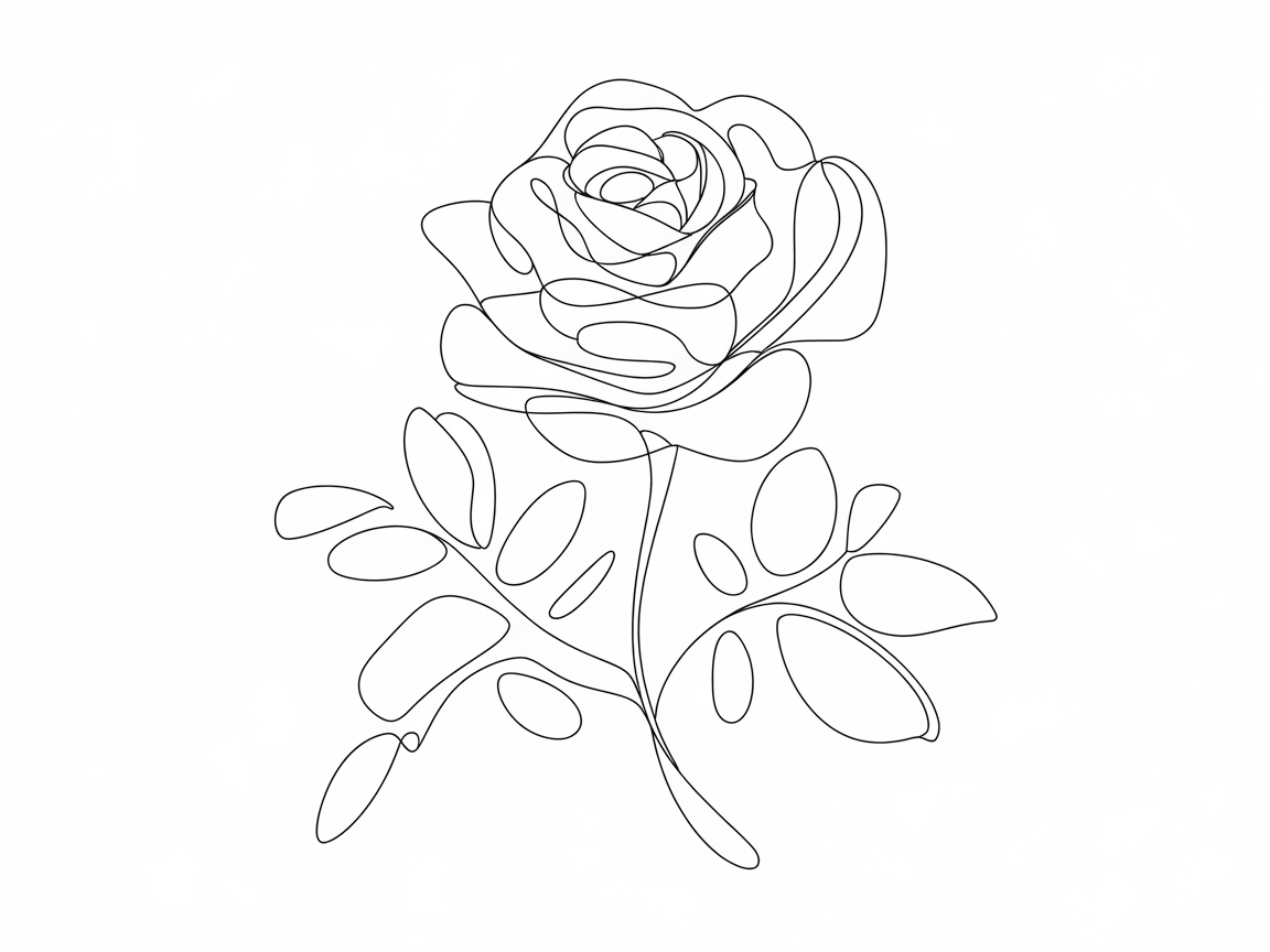Elegant Single-Line Rose Drawing