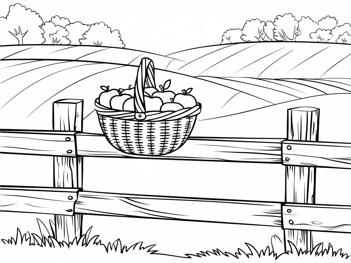 Basket of Apples on a Rustic Farm Fence
