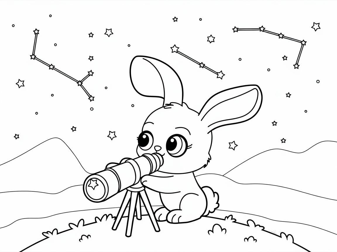 Night Sky Exploration with Stargazing Bunny