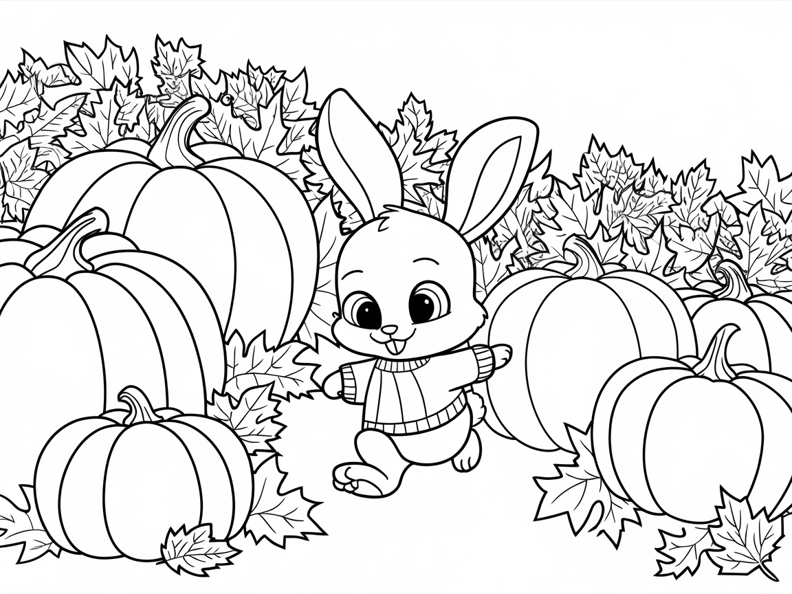 Autumn-Bound Bunny Frolics Among Pumpkins