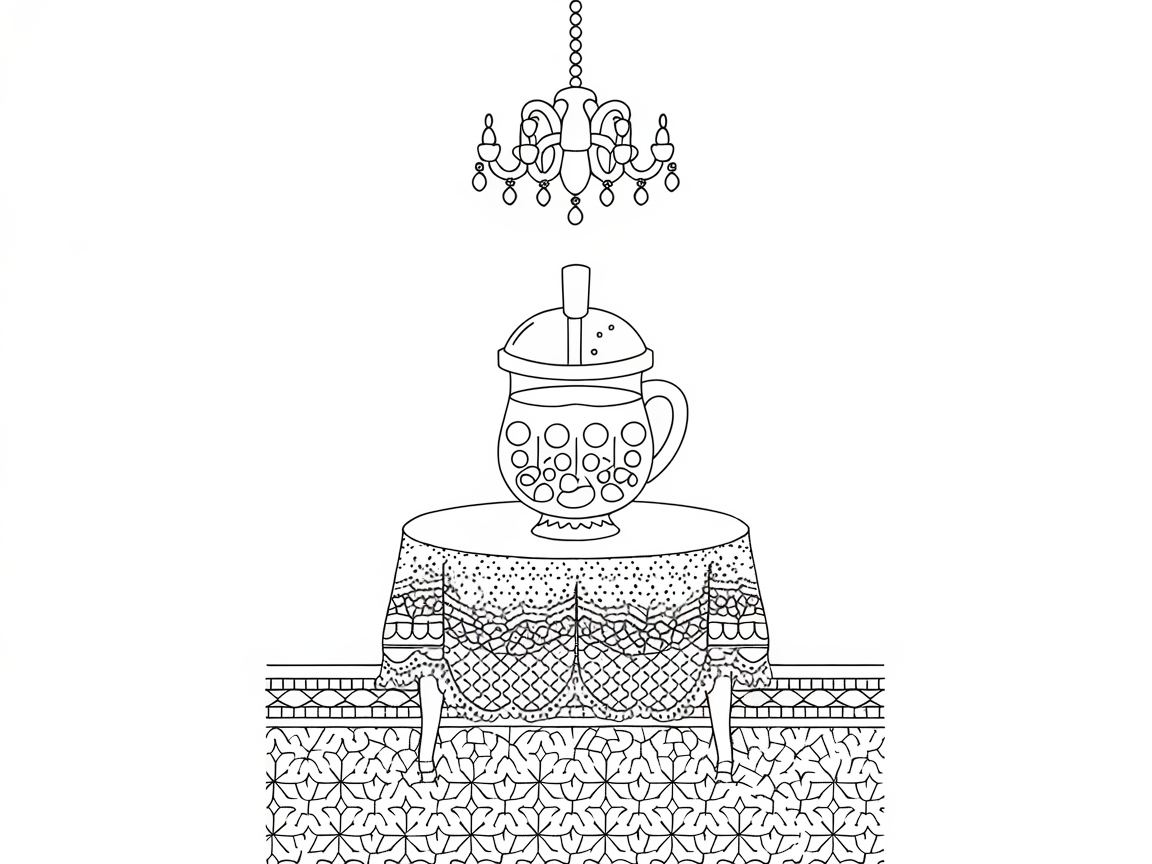 Elegant Tea Room with Boba Centerpiece