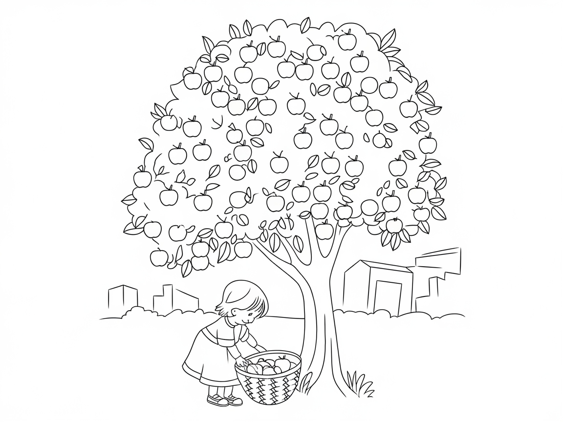 Charming Apple Harvest Scene Perfect for Little Hands
