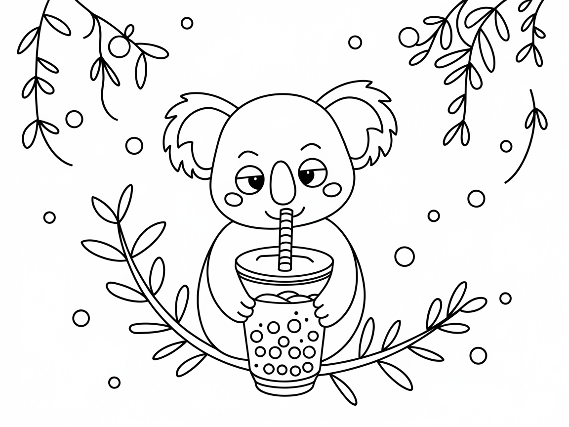 Koala Sipping Boba Delight