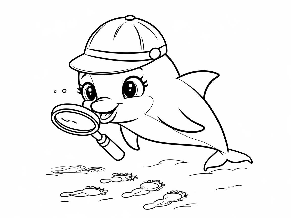 Uncover Mysteries with This Detective Dolphin Coloring Page