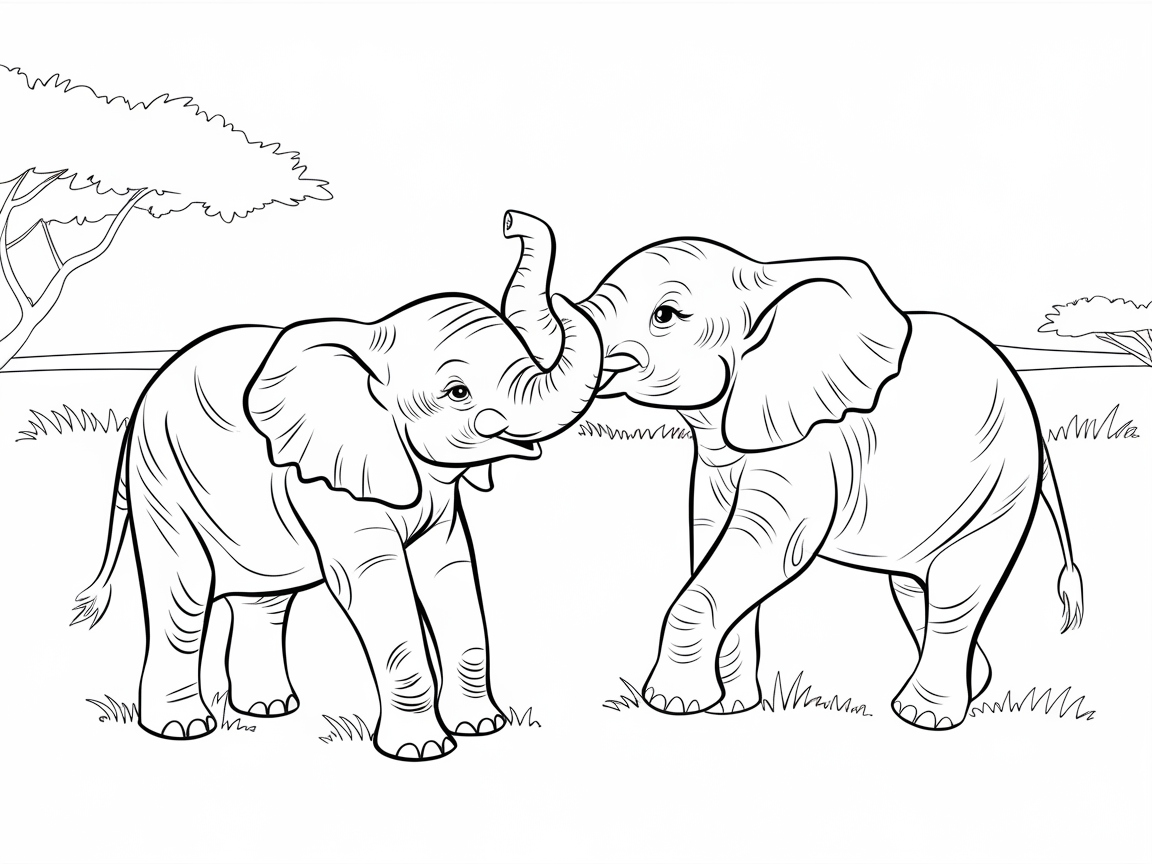 Playful Elephant Pals in the Savanna