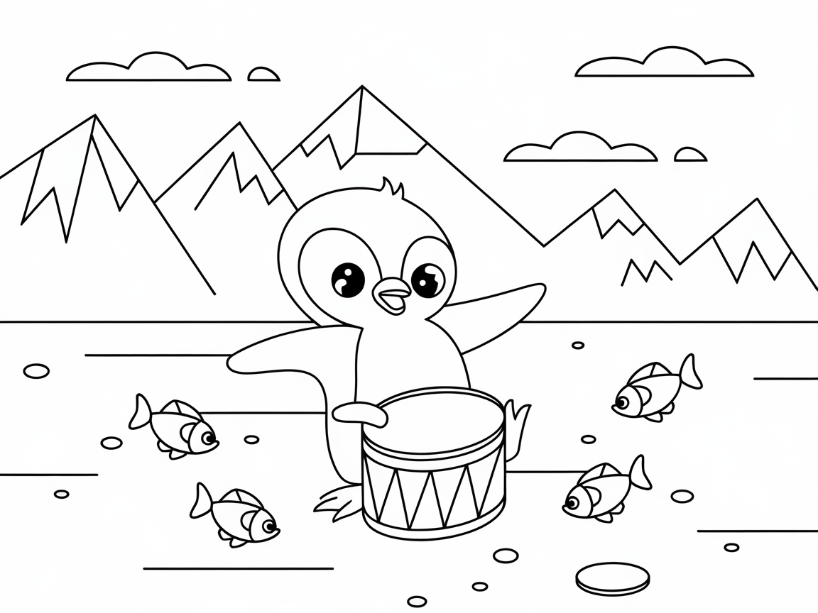 Drum Solo with a Cute Little Penguin
