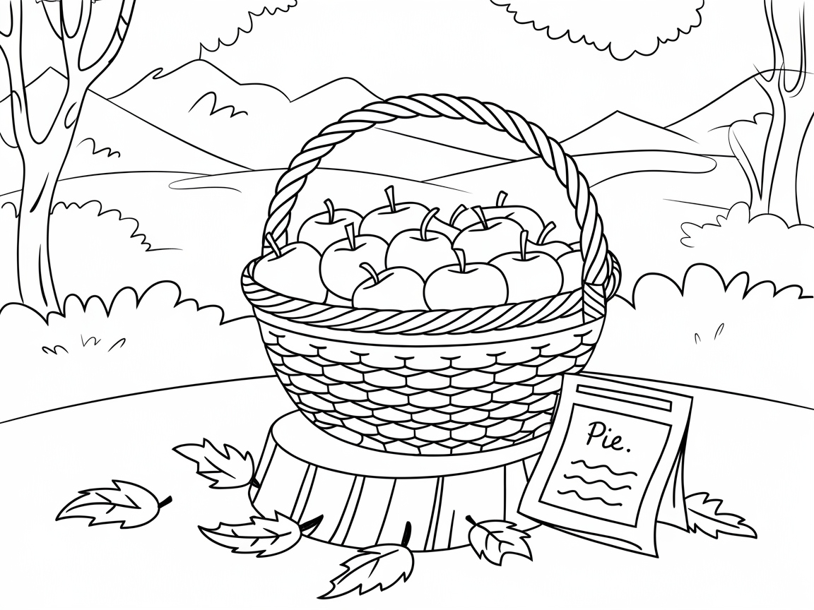 Cozy Autumn Orchard Basket Scene