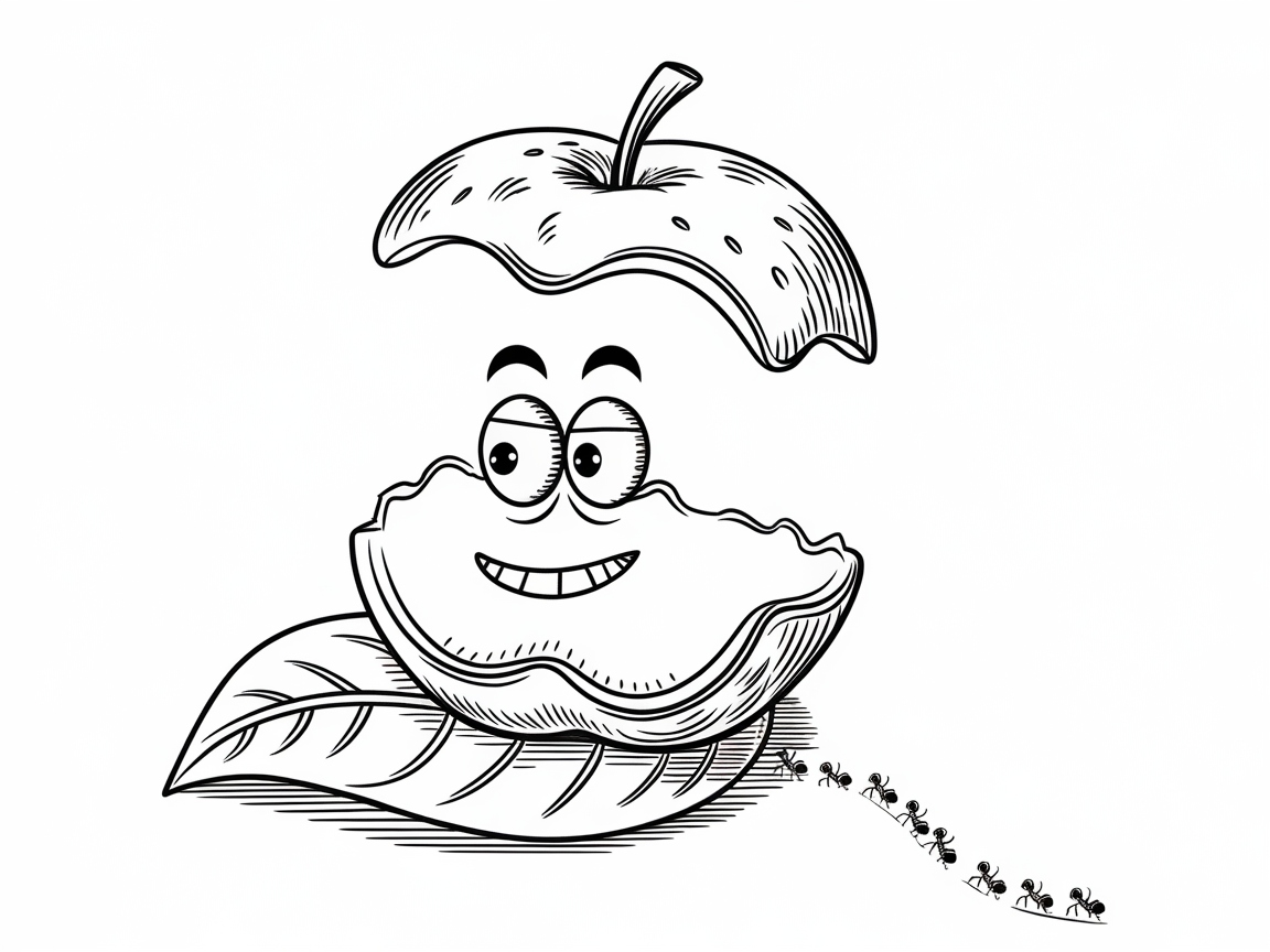 Cheerful Apple Slice and Ant Parade