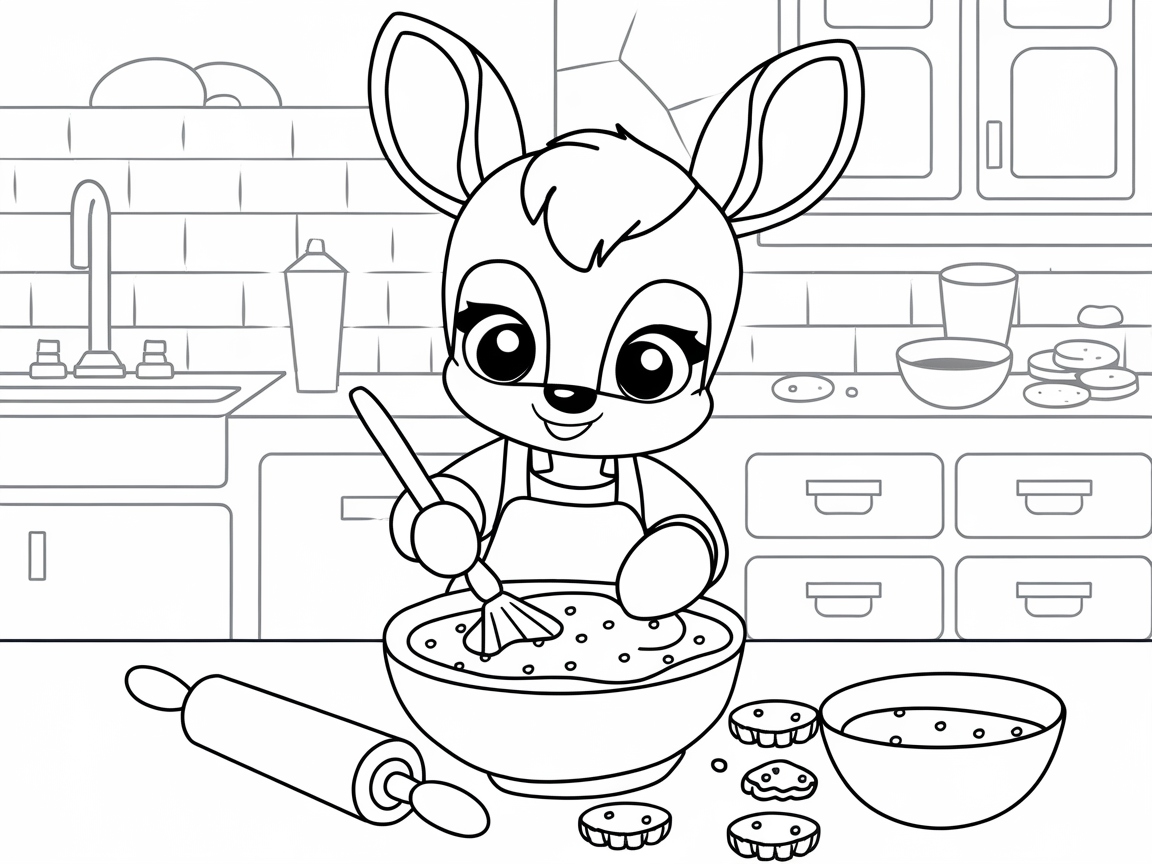 Cookie-Baking Adventure with a Cute Fawn in the Kitchen