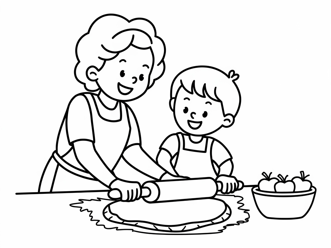 Rolling Out Dough with a Smiling Little Helper