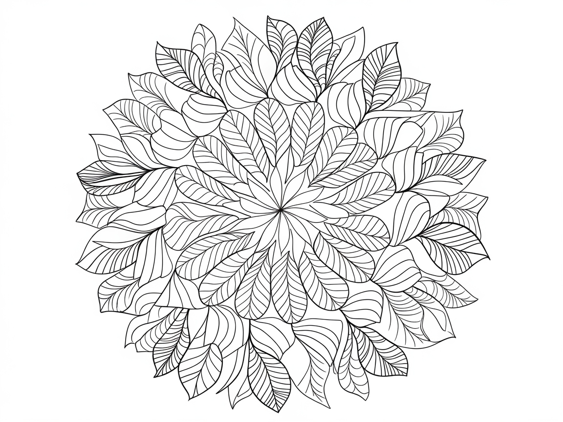 Intricate Leaf Mandala Coloring Page