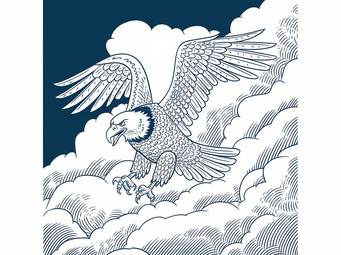 Fearless Eagle Battling the Clouds