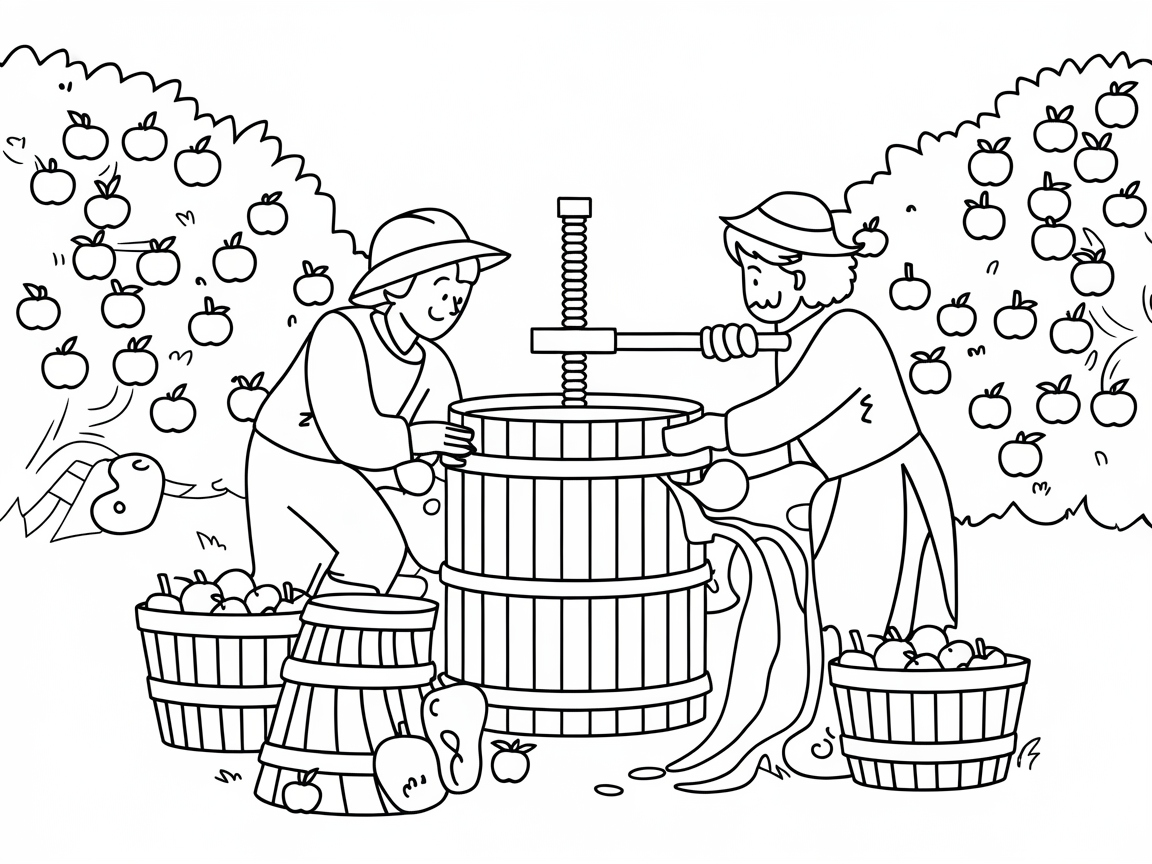 Color the Joy of Apple Cider Making