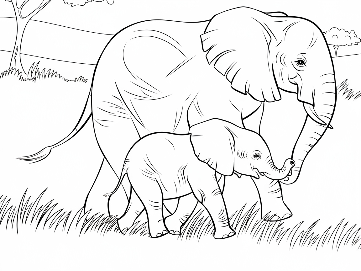 Gentle Stroll of Elephants Under the Savanna Sun