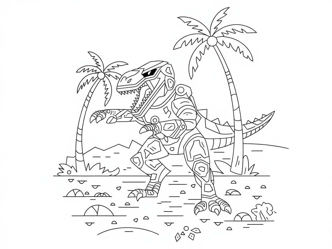 Robo-Raptor Island Coloring Page