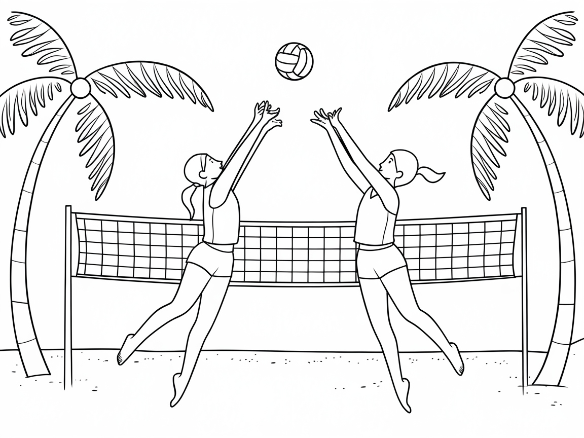 Serve Up Fun with This Beach Volleyball Coloring Page