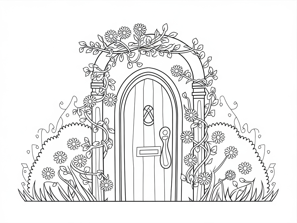 Enchanted Garden Gate Coloring Page