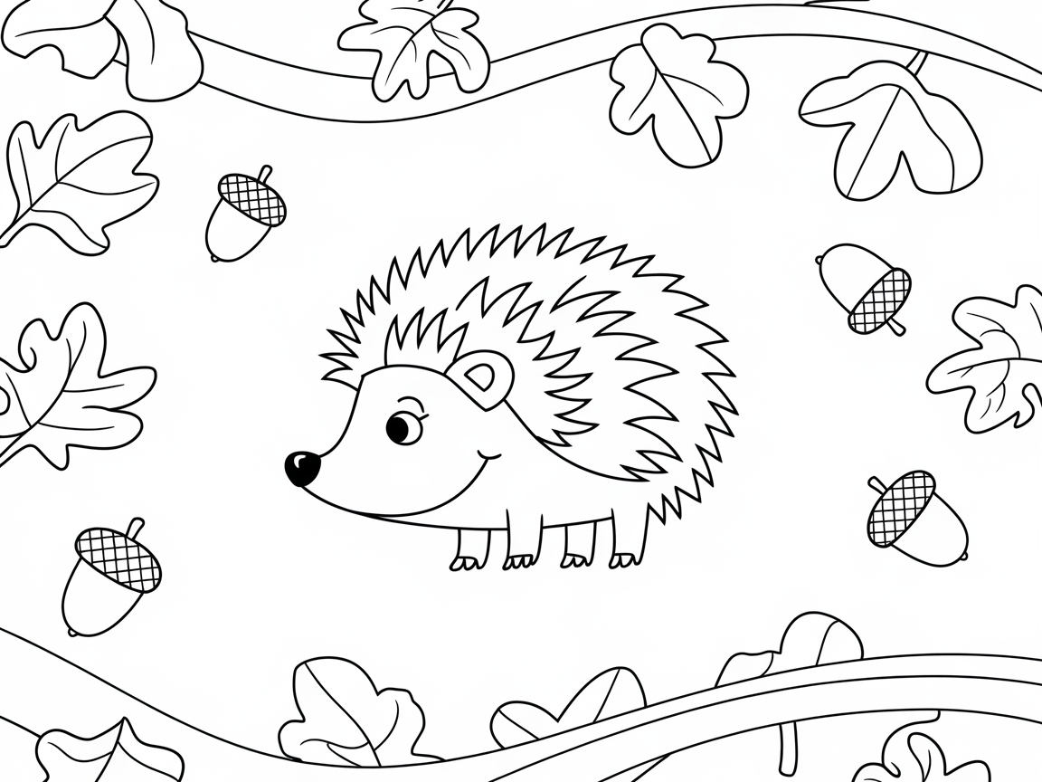 Cute Hedgehog in the Autumn Leaves
