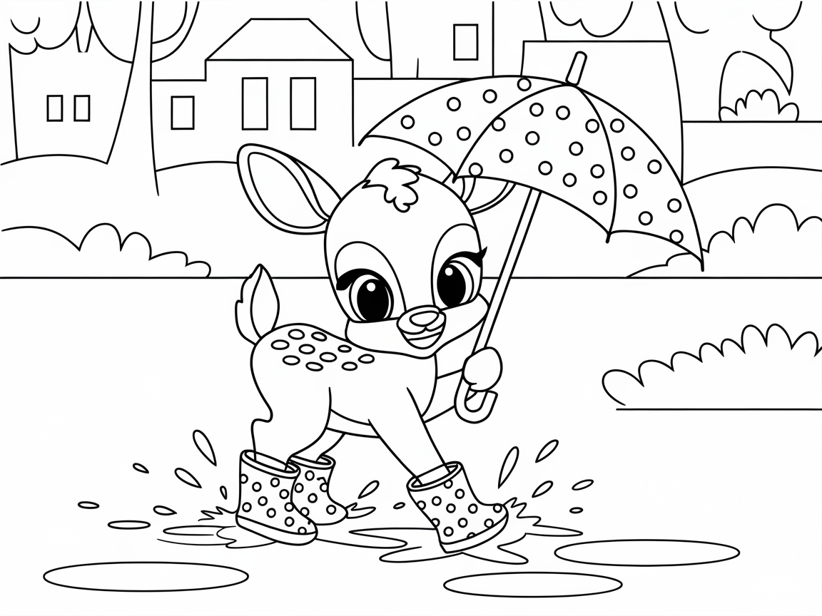 Rainy Day Adventure with a Playful Fawn