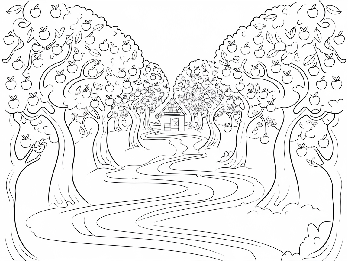 Journey Through This Enchanting Orchard Pathway
