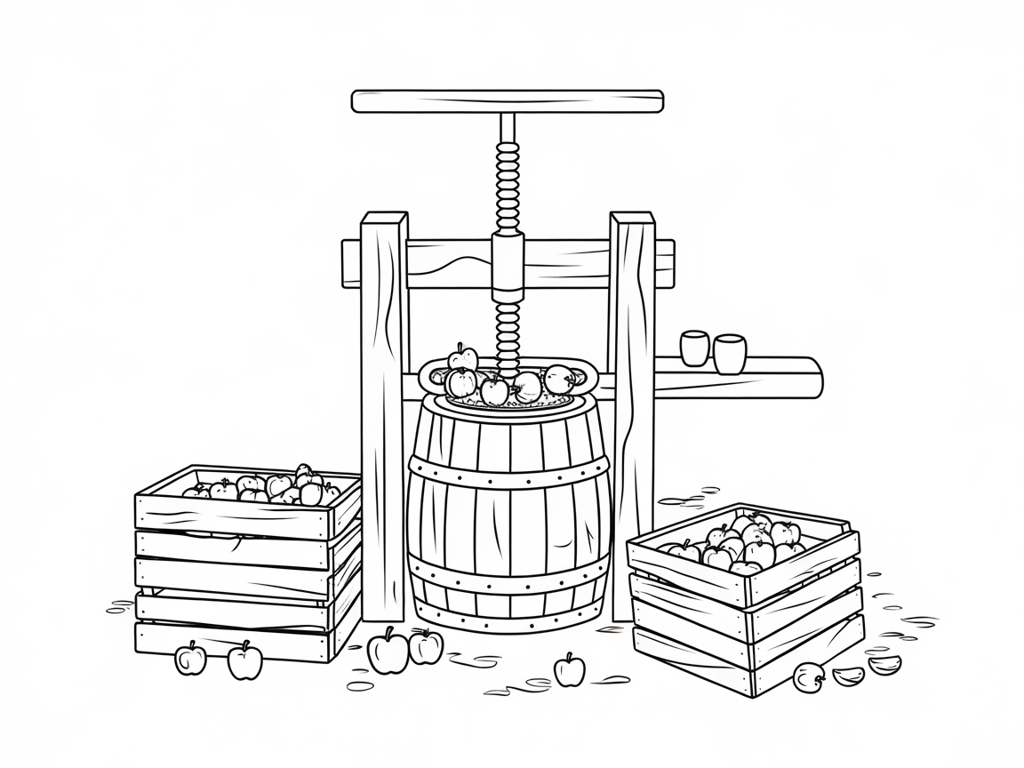 Explore the Art of Cider Making With This Detailed Coloring Page