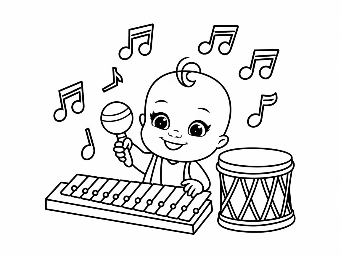 Musical Baby Jam Session Coloring Page